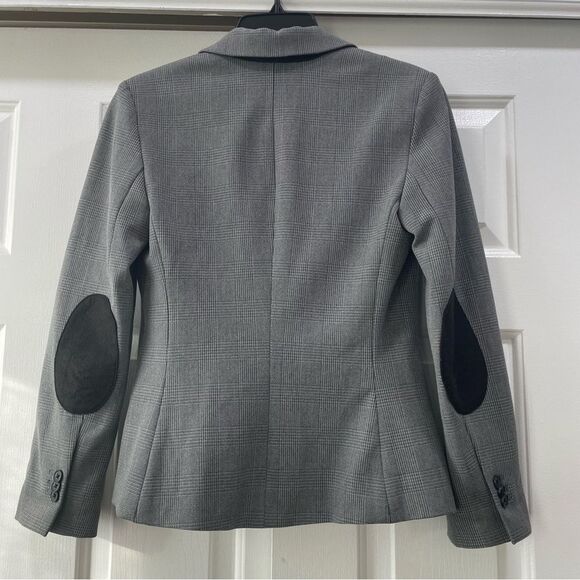 Express Gray Plaid Blazer Jacket with Elbow Pads Size 2 - Picture 4 of 11